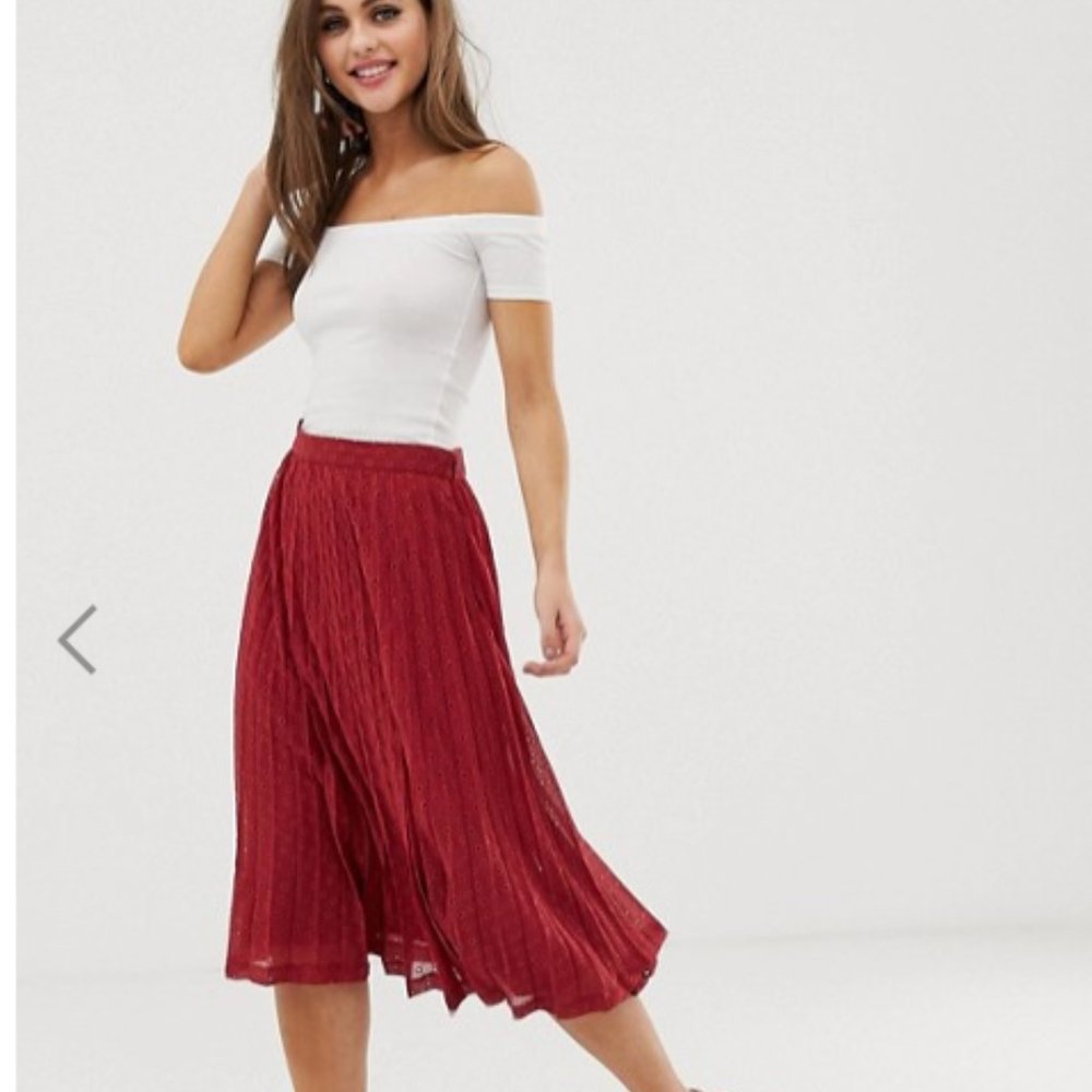 ASOS DESIGN pleated midi skirt in broderie
